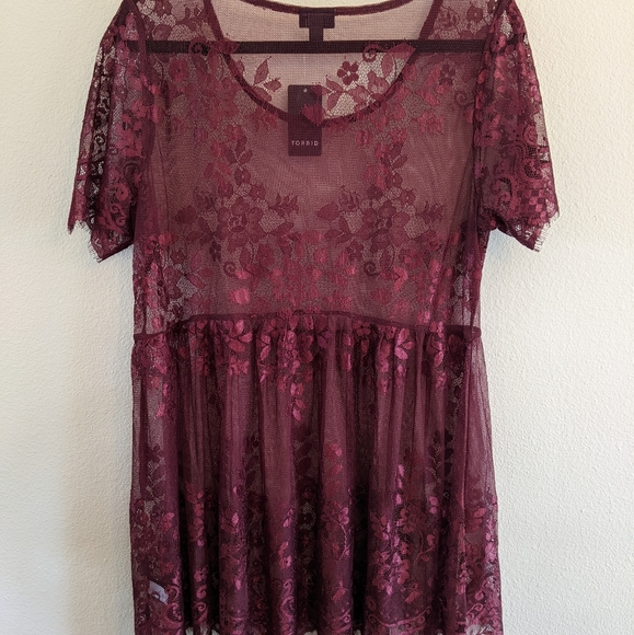 Final Price Torrid Lace babydoll-Wine - Picture 7 of 8